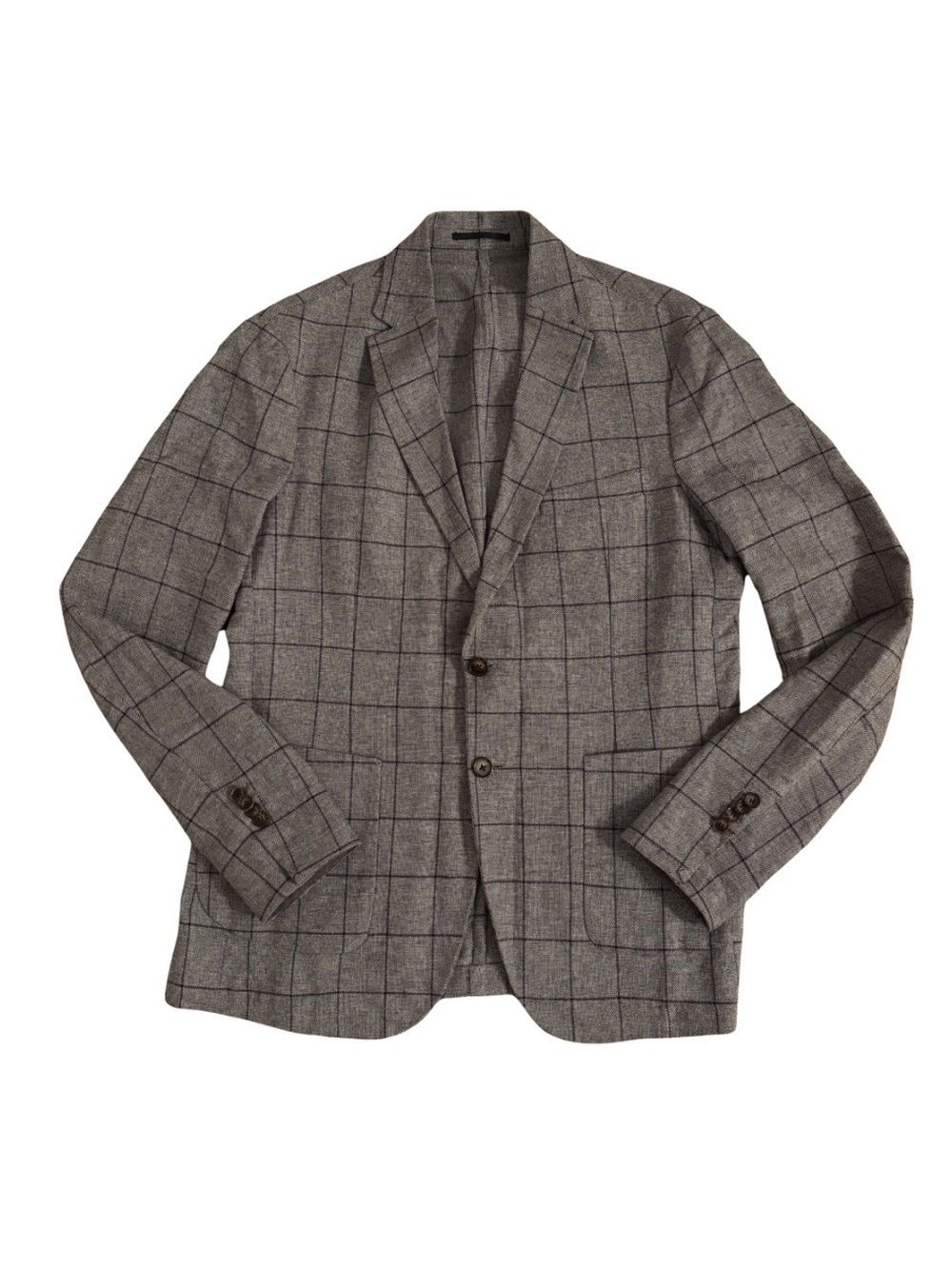 Doppelgänger Roma Linen Blend Gray Windowpane Blazer -
